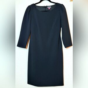 Vince Camuto 3/4 Sleeve Puff Shoulder Crepe Ponte Dress-Black
